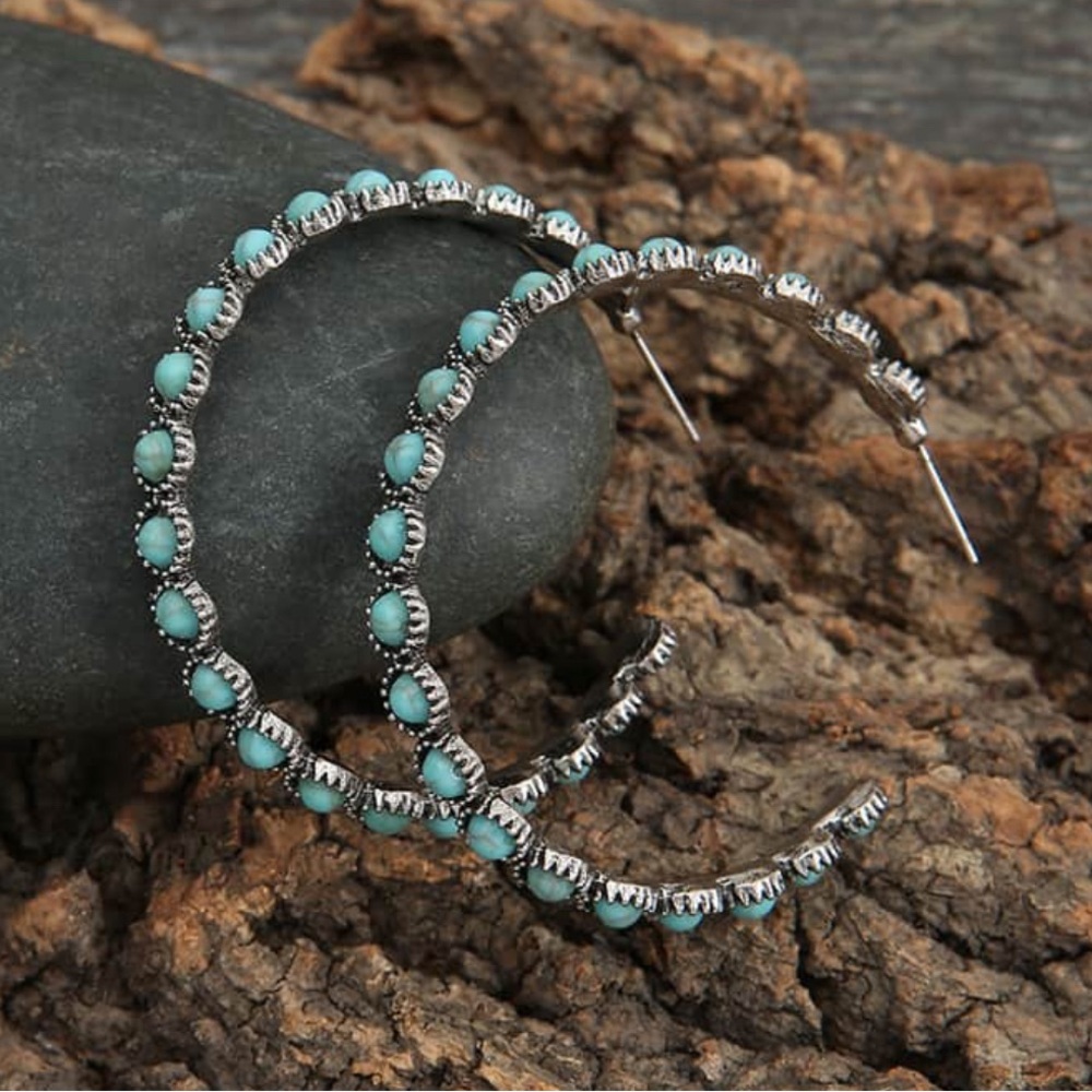 🫶🏻 Turquoise Hoops - Picture 2 of 2
